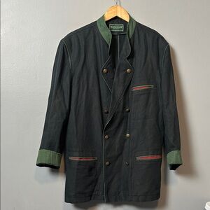 Schneiders Salzburg Dark Green Cotton Linen Jacket with green accent 44 VTG